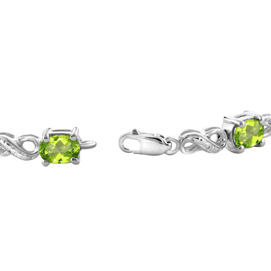 6.20 ct. T.G.W. Peridot Bracelet with Diamond Accents in Sterling Silver