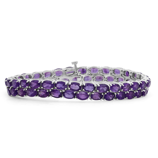 Amethyst Double-Row Bracelet in Sterling Silver