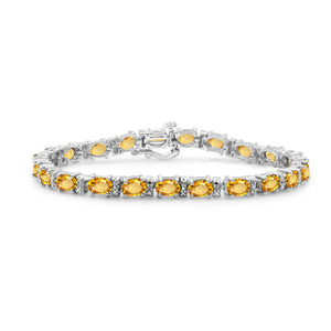 Citrine Bracelet for Women – Genuine, Single-Row Yellow Citrine Jewelry – 925 Sterling Silver Bracelets – Birthstone Bracelet Sterling Silver Jewelry Gifts for Women by JEWELEXCESS