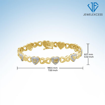 Diamond Accent Heart Bracelet in 14K Gold over Silver