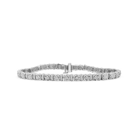 1.00 Carat T.W. White Diamond Sterling Silver Bracelet