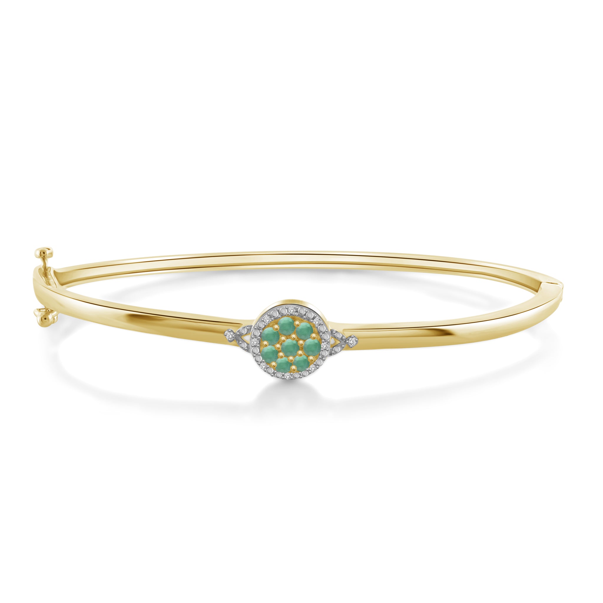 1/2 Carat T.G.W. Emerald And White Diamond Accent 14K Gold-Plated Bangle