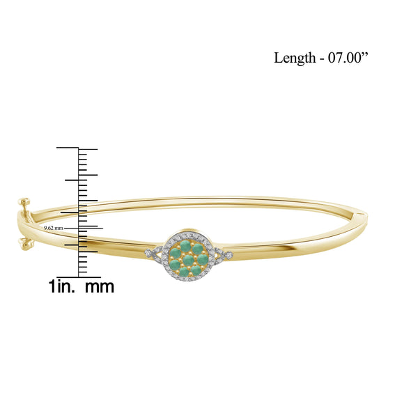 1/2 Carat T.G.W. Emerald And White Diamond Accent 14K Gold-Plated Bangle