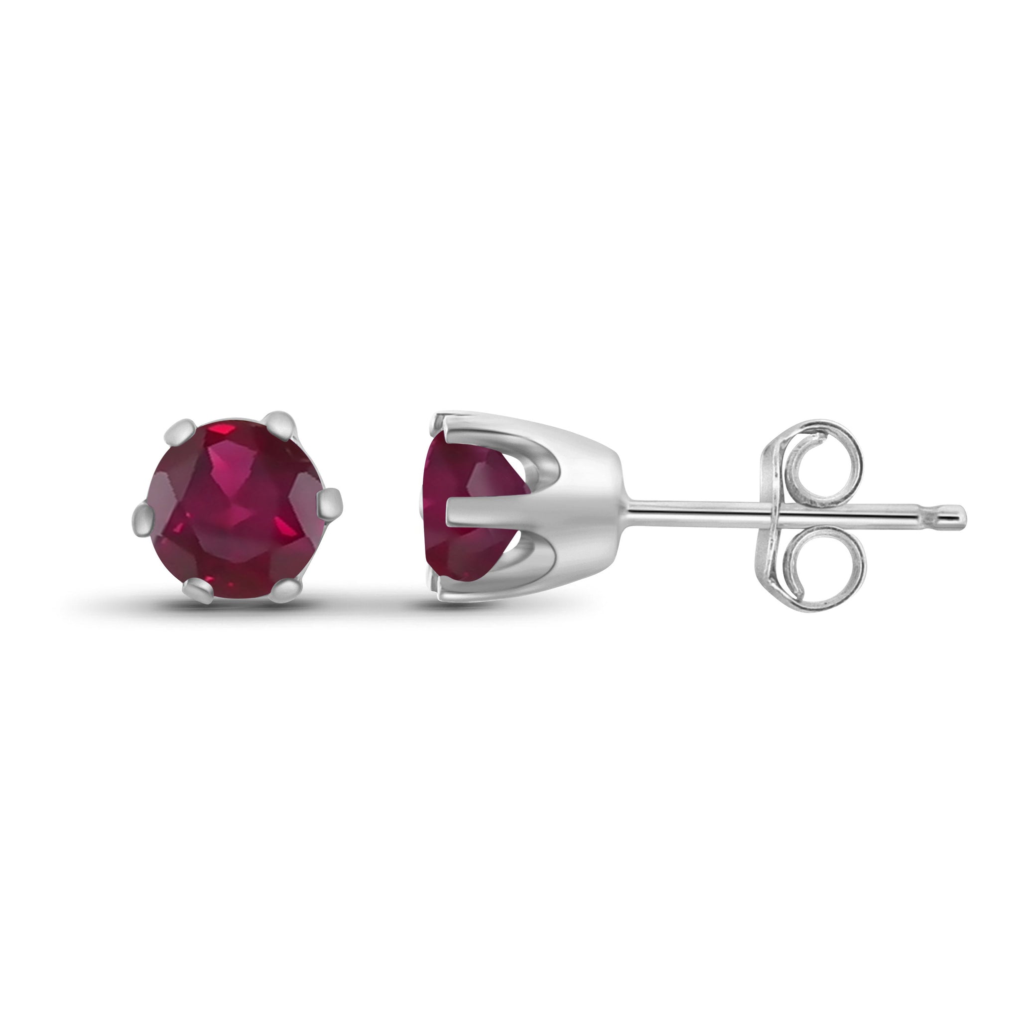 0.65 CTW Ruby Stud Earrings – Sterling Silver (.925)| Hypoallergenic  Studs for Women - Round Cut Set with Push Backs