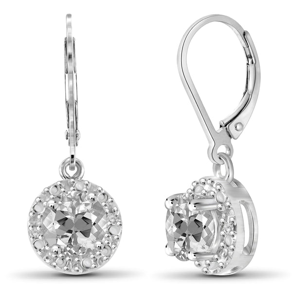 1.25 CTW White Topaz Drop Earrings – Sterling Silver (.925)| Hypoallergenic Drops for Women - Round Cut Set with Lever Backs