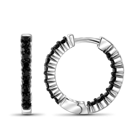1 ct. T.W. Black Diamond Hoop Earrings in Sterling Silver or 14K Gold over Silver