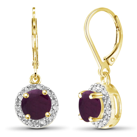 1.35 ct. T.G.W. Ruby Drop Earrings in 14K Gold over Silver