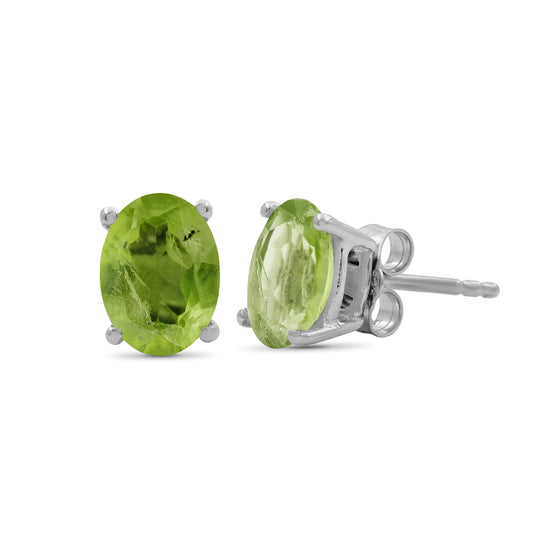 2.50 ct. T.G.W. Peridot Oval Stud Earrings in Sterling Silver