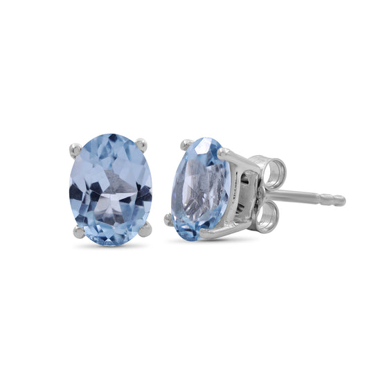 3.10 ct. T.G.W. Sky Blue Topaz Oval Stud Earrings in Sterling Silver