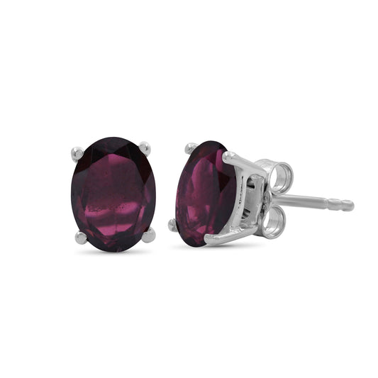 3.20 ct. T.G.W. Garnet Oval Stud Earrings in Sterling Silver