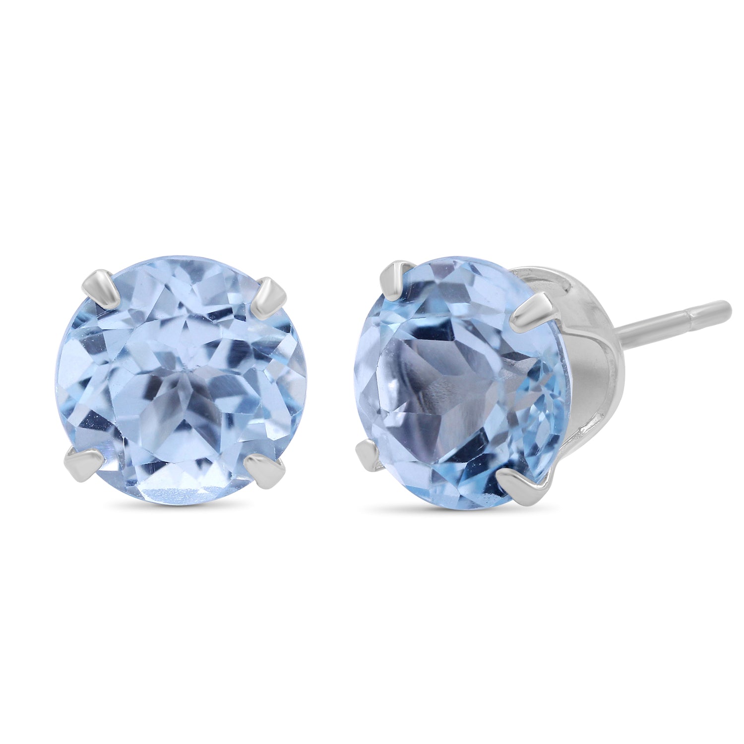 6.40 CTW Sky Blue Topaz Stud Earrings – Sterling Silver (.925)| Hypoallergenic

Studs for Women - Round Cut Set with Push Backs
