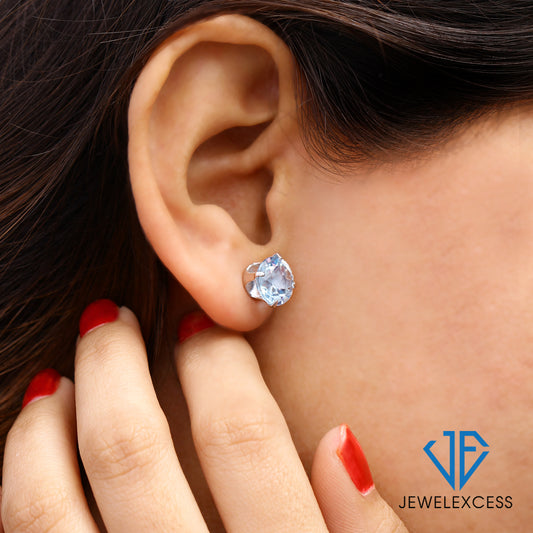 6.40 ct. T.G.W. Sky Blue Topaz Stud Earrings in Sterling Silver