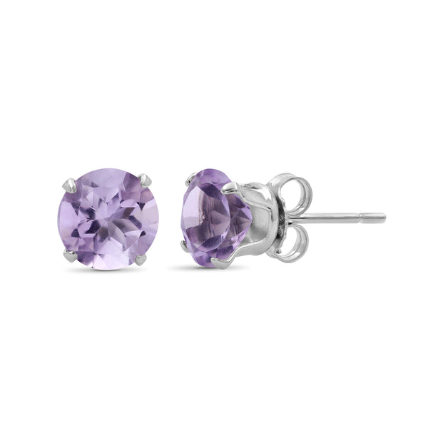 3.20 CTW Pink Amethyst Stud Earrings – Sterling Silver (.925)| Hypoallergenic

Studs for Women - Round Cut Set with Push Backs