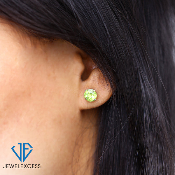 2.80 CTW Peridot Stud Earrings – Sterling Silver (.925)| Hypoallergenic

Studs for Women - Round Cut Set with Push Backs