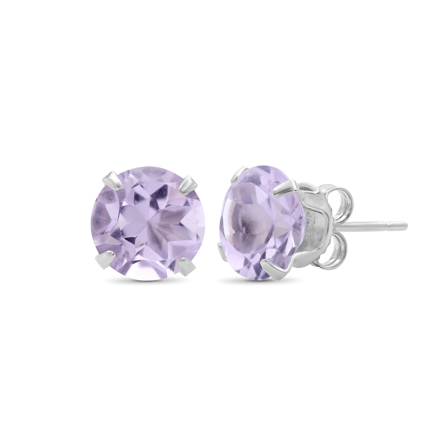 3.20 CTW Pink Amethyst Stud Earrings – Sterling Silver (.925)| Hypoallergenic

Studs for Women - Round Cut Set with Push Backs