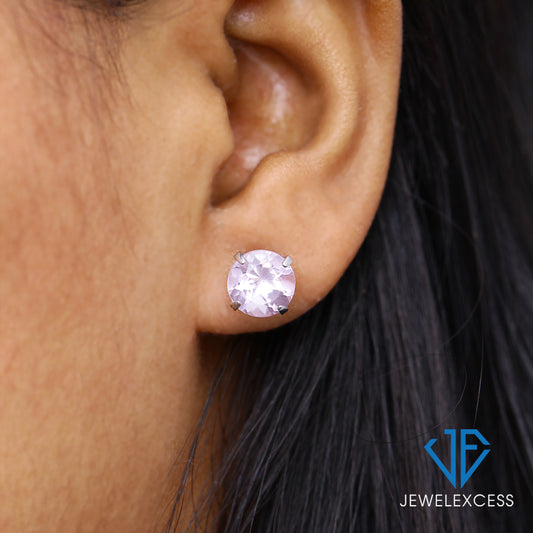 3.20 ct. T.G.W. Pink Amethyst Stud Earrings in Sterling Silver