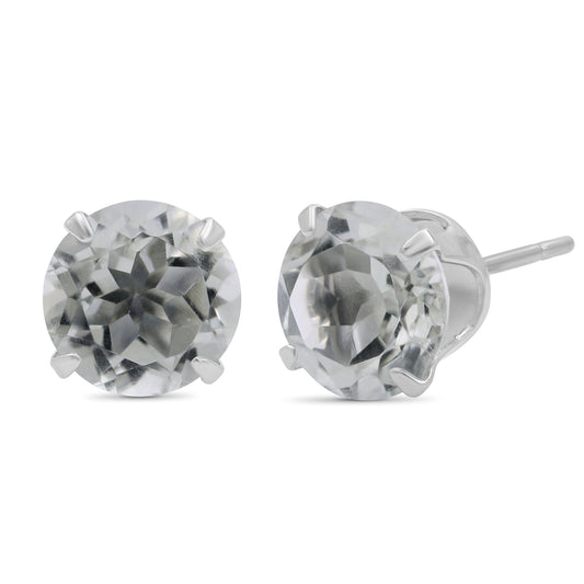 4 ct. T.G.W. Green Amethyst Stud Earrings in Sterling Silver