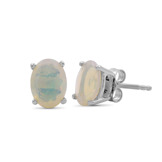 2 ct. T.G.W. Ethiopian Opal Oval Stud Earrings in Sterling Silver