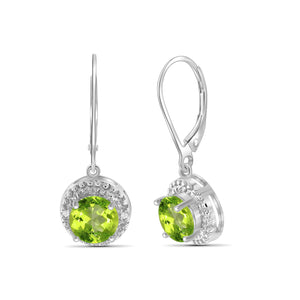 2 3/4 Carat T.G.W. Peridot And White Diamond Accent Sterling Silver Drop Earrings