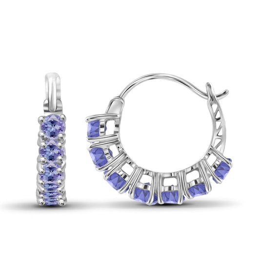 1 1/2 ct. T.G.W. Tanzanite Hoop Earrings in Sterling Silver or 14K Gold over Silver