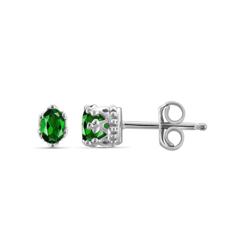 0.38 Carat T.G.W. Chrome Diopside Gemstone Sterling Silver Or 14K Gold-Plated Stud Earrings