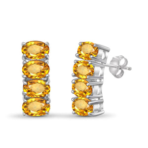Gemstone Hoop Earrings in Sterling silver Or 14K Gold-Plated - Assorted Gemstone