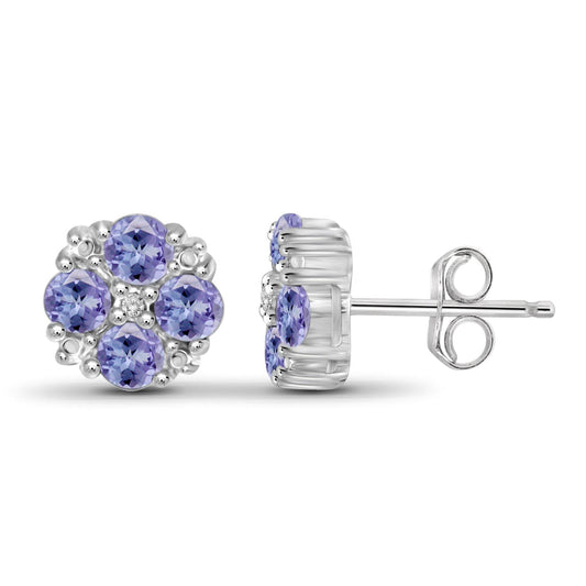 3/4 ct. T.G.W. Tanzanite Earrings with Diamond Accent in Sterling Silver or 14K Gold over Silver