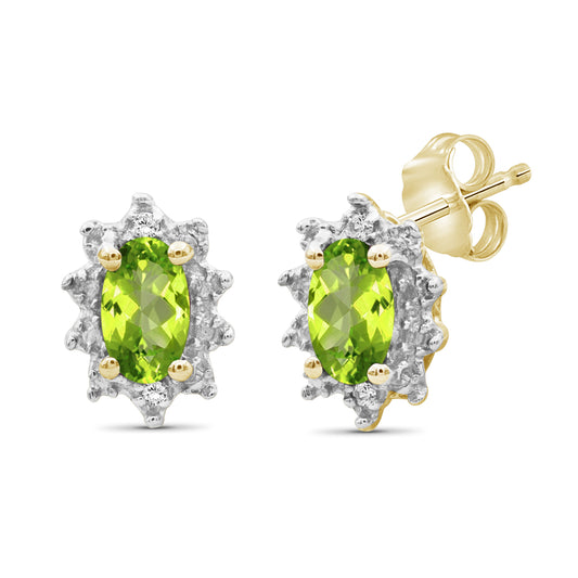 0.50 ct. T.G.W. Peridot Earrings with Diamond Accent in 14K Gold over Silver