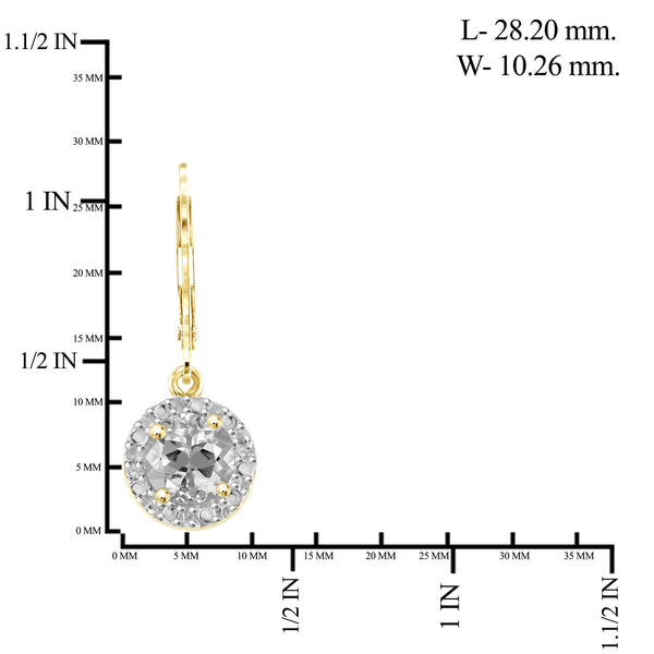1 1/4 Carat T.G.W. White Topaz And White Diamond Accent 14K Gold-Plated Drop Earrings