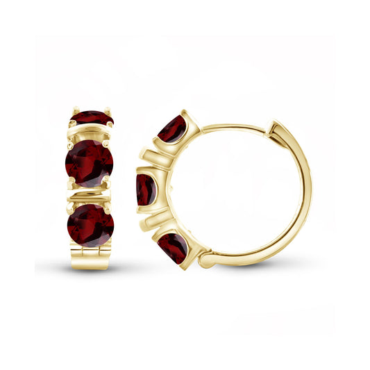 4.80 ct. T.G.W. Garnet Hoop Earrings in 14K Gold over Silver