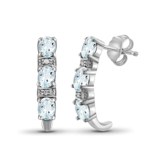 0.80 ct. T.G.W. Aquamarine Earrings with Diamond Accent in Sterling Silver or 14K Gold over Silver