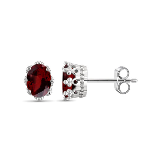 2 ct. T.G.W. Garnet Oval Stud Earrings in Sterling Silver