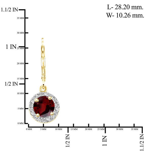 1 1/5 Carat T.G.W. Garnet And White Diamond Accent 14K Gold-Plated Drop Earrings