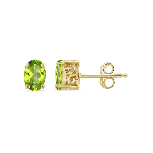 1 ct. T.G.W. Peridot Stud Earrings in 14K Gold over Silver