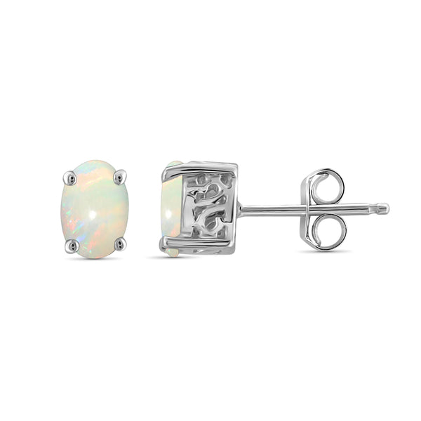 1/2 Carat T.G.W. Opal Sterling Silver Stud Earrings