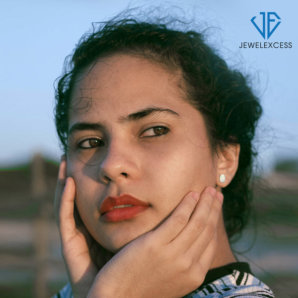 1/2 Carat T.G.W. Opal Sterling Silver Stud Earrings