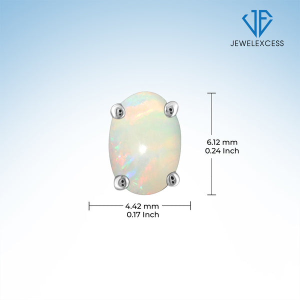 1/2 Carat T.G.W. Opal Sterling Silver Stud Earrings