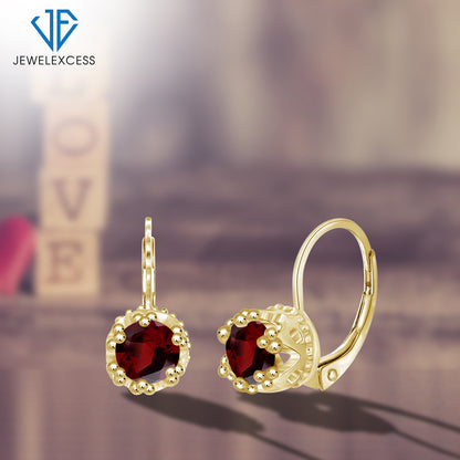 1 1/5 ct. T.G.W. Garnet Drop Earrings in 14K Gold over Silver