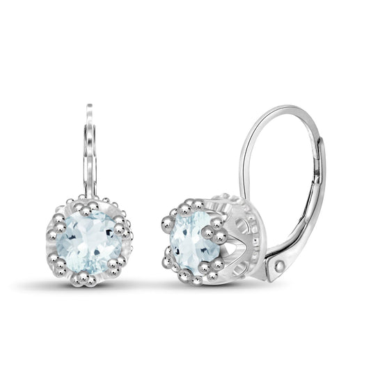 1 ct. T.G.W. Aquamarine Crown Earrings in Sterling Silver