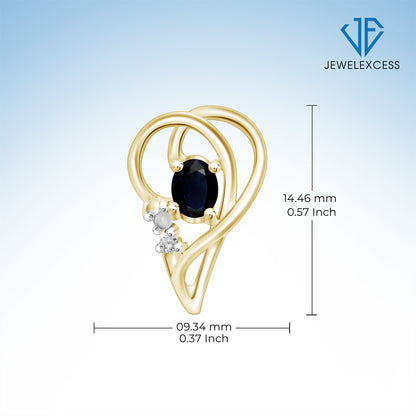 1/2 ct. T.G.W. Sapphire Stud Earrings with Diamond Accent in 14K Gold over Silver