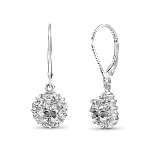 1 3/4 CTW White Topaz Drop Earrings – Sterling Silver (.925)| Hypoallergenic Drops for Women - Round Cut Set with Lever Backs