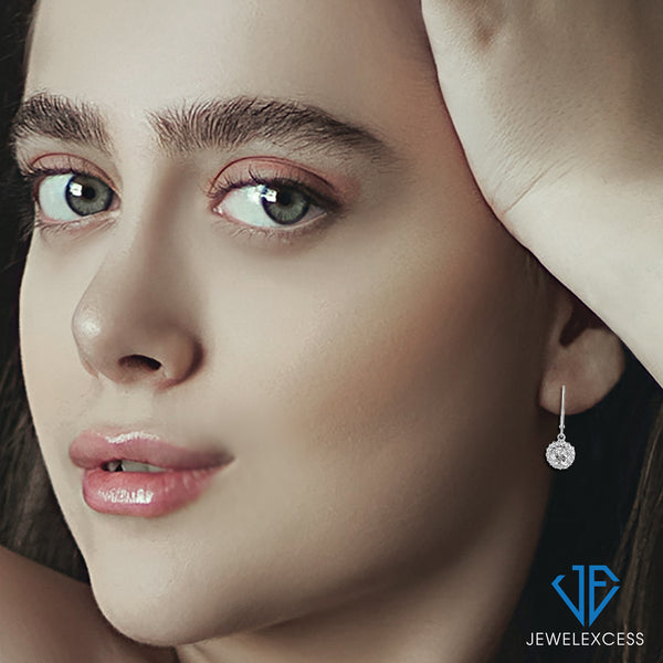 1 3/4 CTW White Topaz Drop Earrings – Sterling Silver (.925)| Hypoallergenic Drops for Women - Round Cut Set with Lever Backs