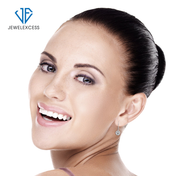 1 3/4 CTW White Topaz Drop Earrings – Sterling Silver (.925)| Hypoallergenic Drops for Women - Round Cut Set with Lever Backs