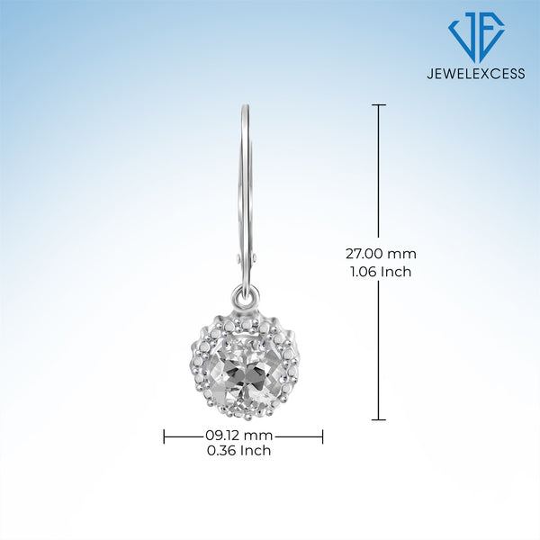 1 3/4 CTW White Topaz Drop Earrings – Sterling Silver (.925)| Hypoallergenic Drops for Women - Round Cut Set with Lever Backs