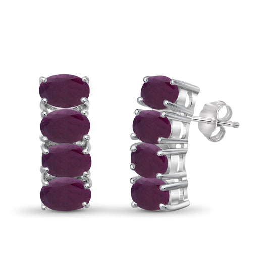 3.84 ct. T.G.W. Ruby Earrings in Sterling Silver