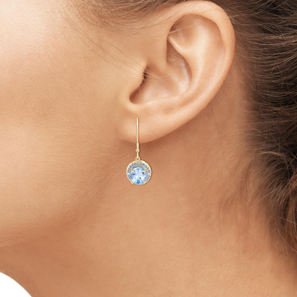 3 1/5 Carat T.G.W. Sky Blue Topaz And White Diamond Accent 14K Gold-Plated Drop Earrings