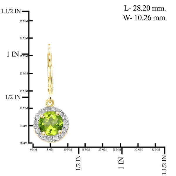 1.00 Carat T.G.W. Peridot And White Diamond Accent 14K Gold-Plated Drop Earrings