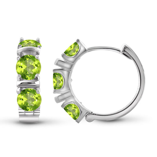 4.50 ct. T.G.W. Peridot Hoop Earrings in Sterling Silver