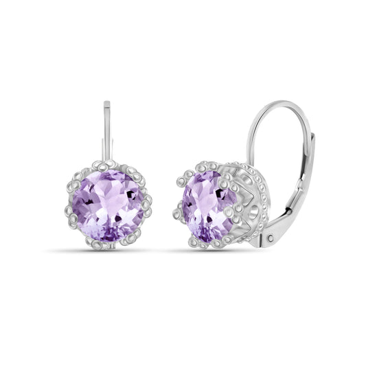 2 1/2 ct. T.G.W. Pink Amethyst Crown Earrings in Sterling Silver