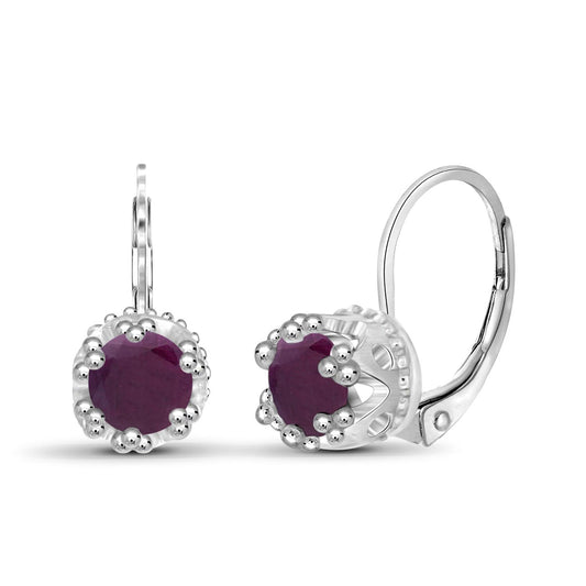 1.30 ct. T.G.W. Ruby Crown Earrings in Sterling Silver